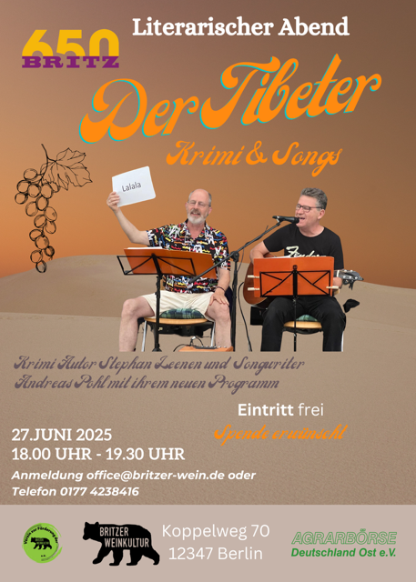 Literarischer Abend: Der Tibeter. Krimi und Songs