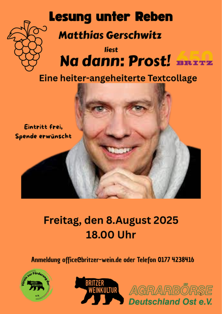 Lesung unter Reben: Matthias Gerschwitz liest "Na dann: Prost!"